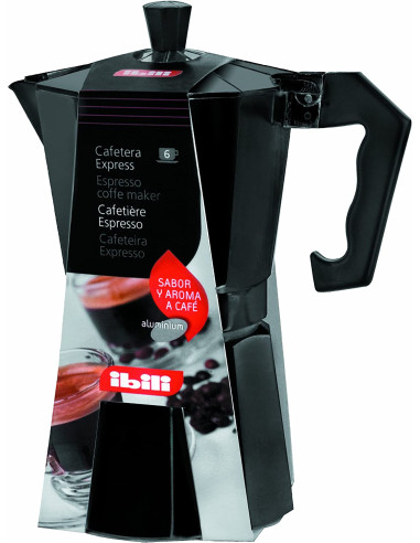 IBILI CAFETERA EXPRESS NUEVE(9) TAZAS ALUMINIO NEGRA 612203