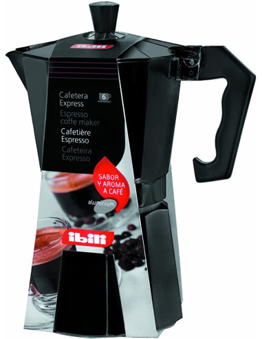 IBILI CAFETERA EXPRESS DOCE(12) TAZAS ALUMINIO NEGRA 612212