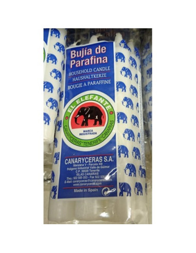 EL ELEFANTE  VELA/BUJIA DE PARAFINA BLANCAS PACK 6 UNIDADES