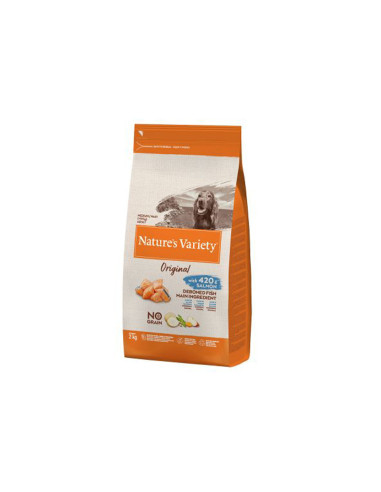 NATURE’S VARIETY ORIGINAL NO GRAIN MEDIUM/MAXI SALMÓN 600 GRS.