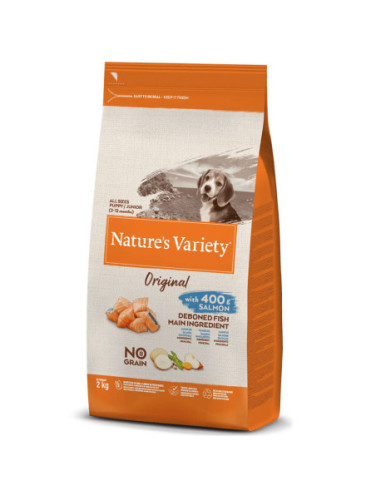 NATURE´S VARIETY ORIGINAL JUNIOR/CACHORROS NO GRAIN SALMON 2 KGS.